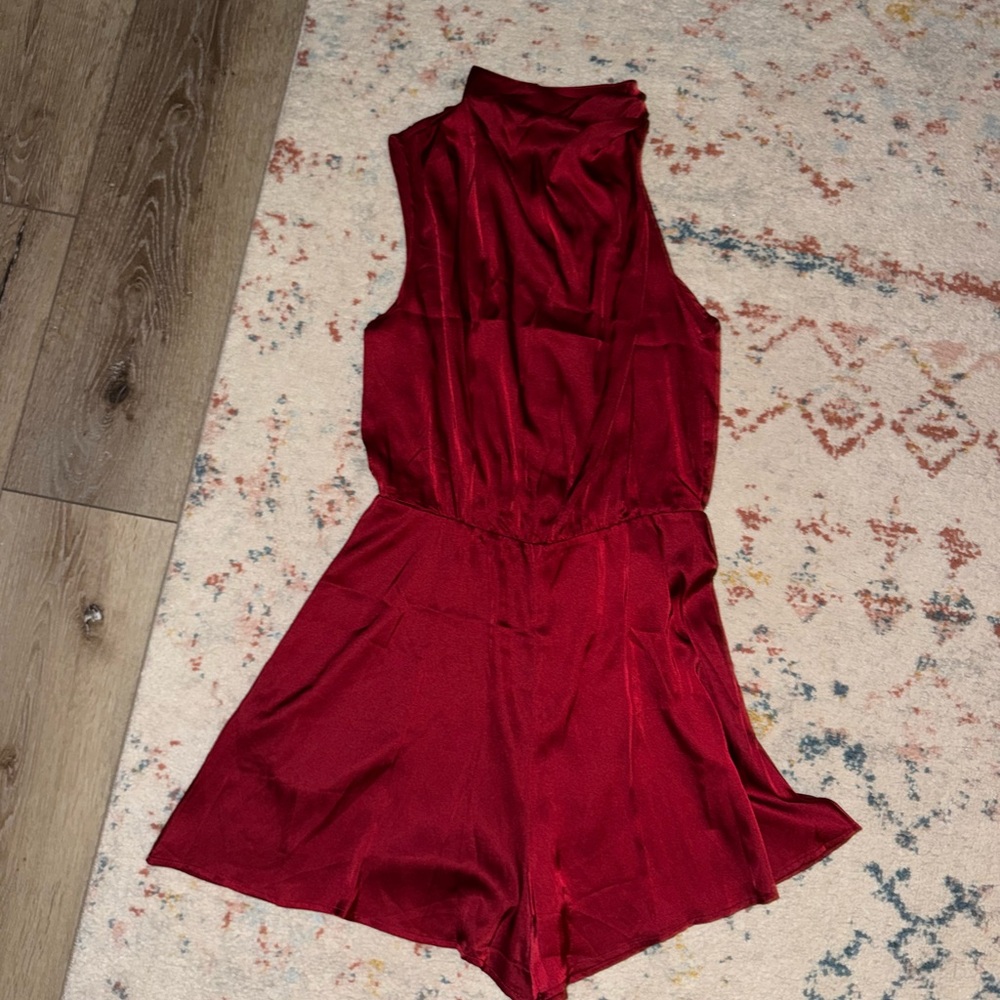 Elegant Red Sleeveless Romper